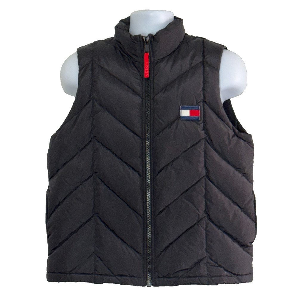 Tommy Hilfiger Vest Mens L Down Puffer Black Full Zip Vintage